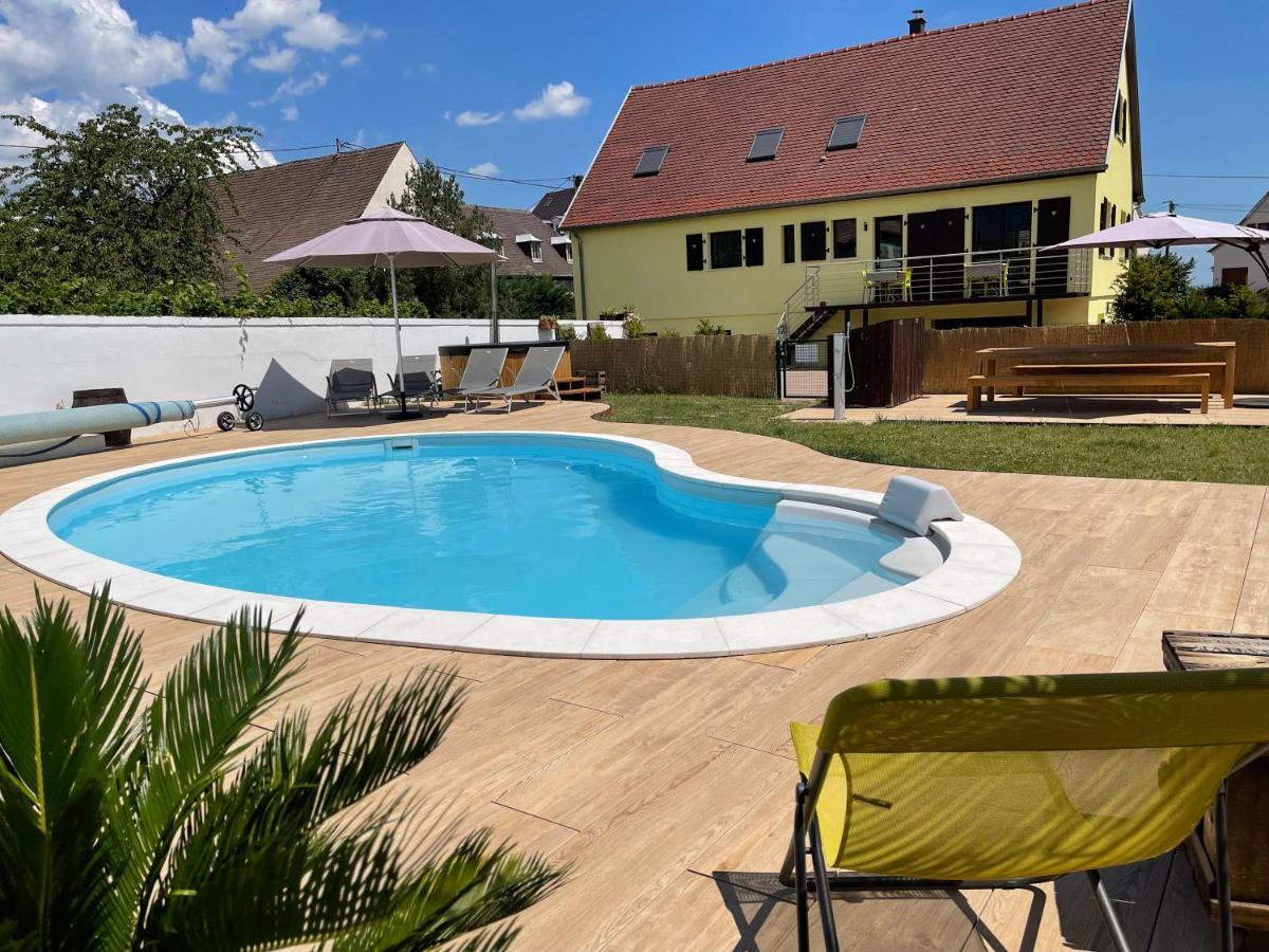 Alsacebnb - Gîte 12 personnes dans le vignoble - Piscine privée chauffée&Spa Ammerschwihr Exterior foto